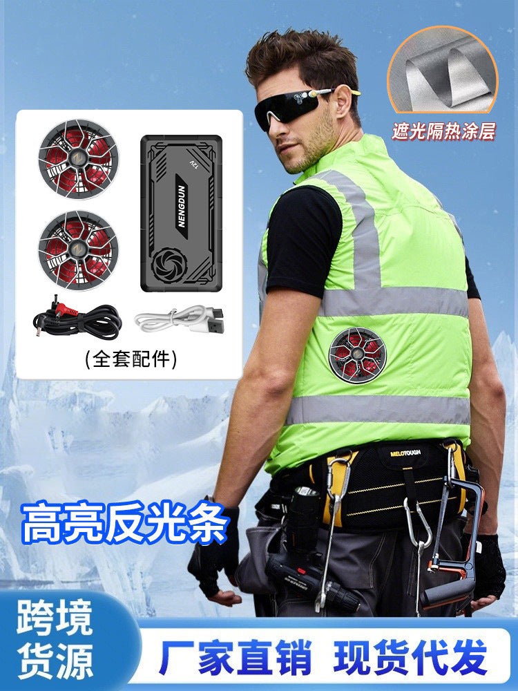 Supply Summer Air-Conditioning Clothing Cooling Reflective Strip Vest With Fan Clothing Fan Clothing - Image 2